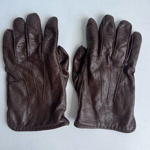 Leather Cashmere Gloves Mens Large Brown